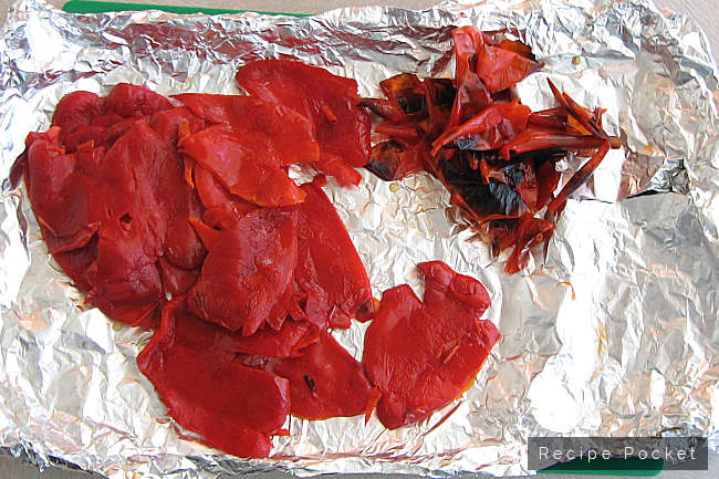 Roasted capsicum with skin removed.