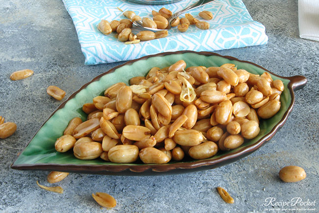Homemade Indonesian garlic peanuts.