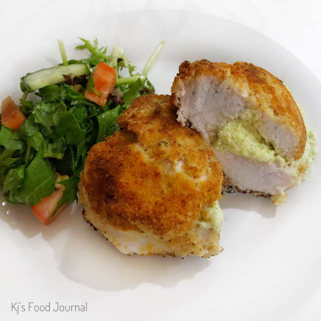 Chicken breast stuffed with broccoli and cheese.