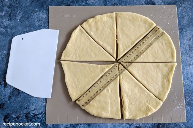 Crescent dough cut into triangles