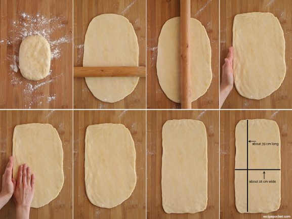 Image showing how to shape rough puff pastry dough.