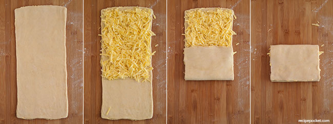 Image showing how to fold butter into rough puff pastry.