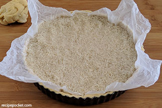 Rice used as pie weights.