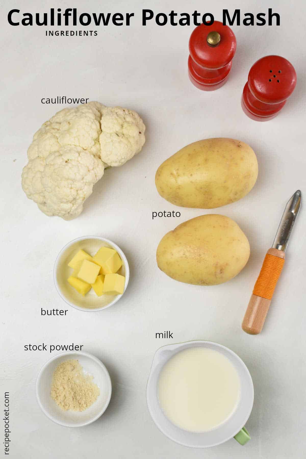 Image showing ingredients for cauliflower mashed potatoes.