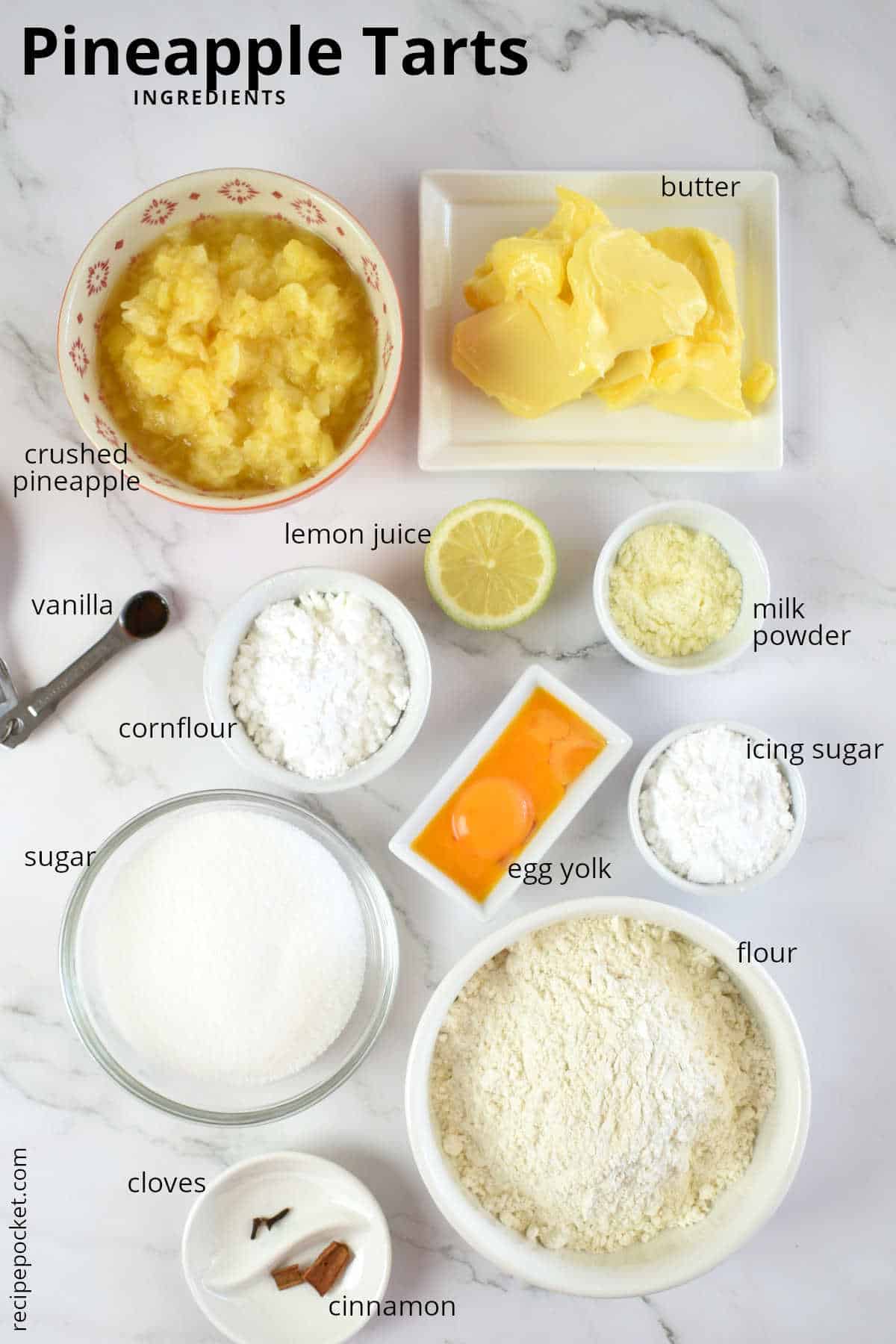 Image showing the ingredients for making pineapple tarts.