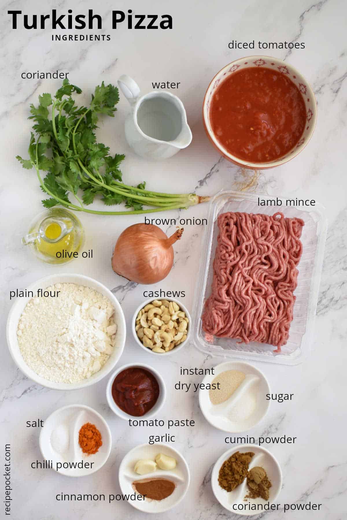 Image showing ingredients for Turkish pide pizza. 