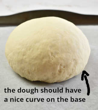 Photo showing a round shaped dough ball for cob bread.