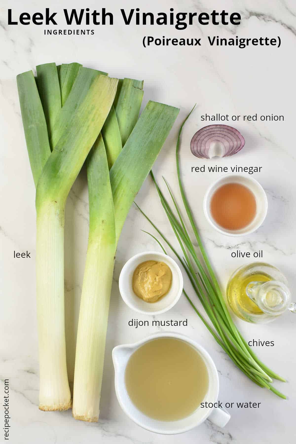 Image showing ingredients needed to make leek vinaigrette.