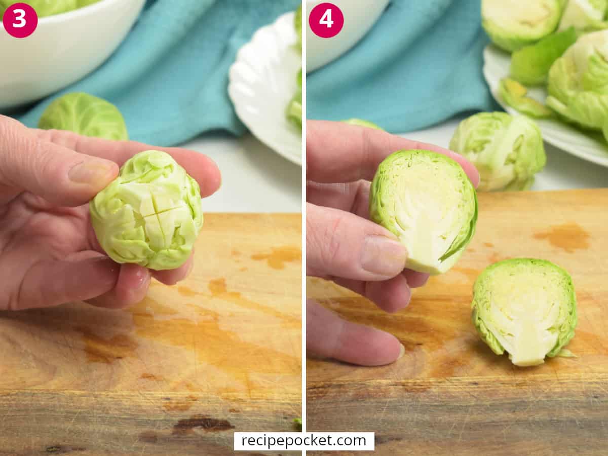 Image showing cleaned and cut Brussel sprouts.