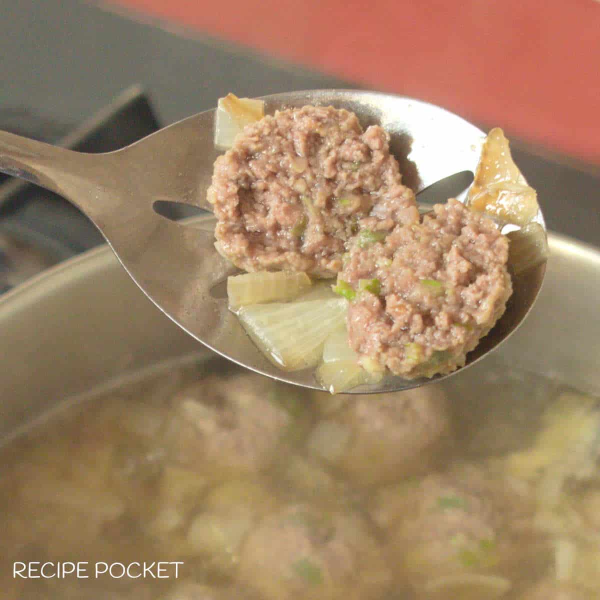 Image showing the inside of cooked bakso meatballs.