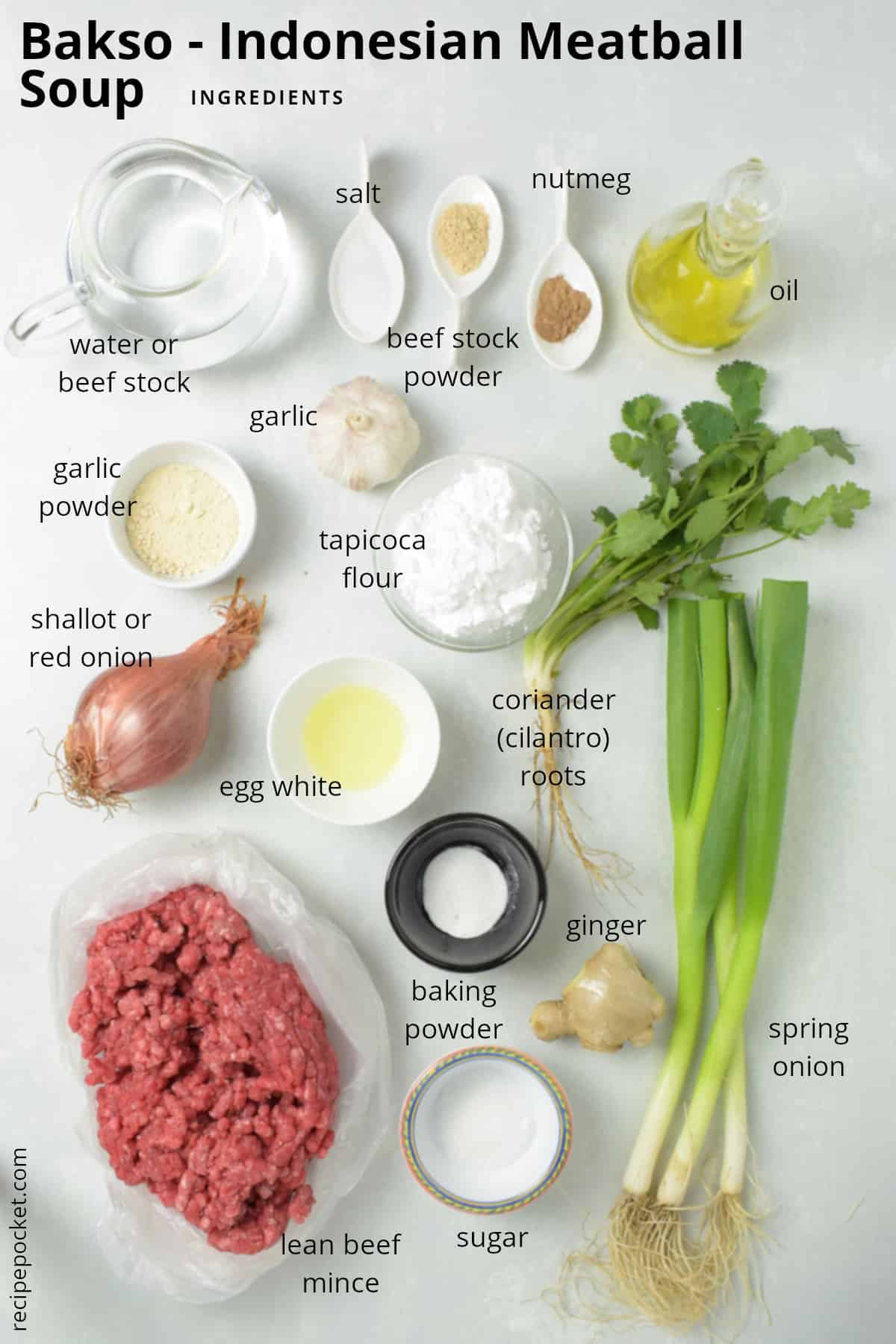 Ingredients photo for bakso soup.