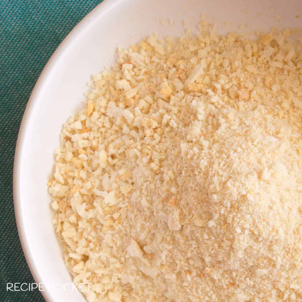 Close up of bread crumbs.