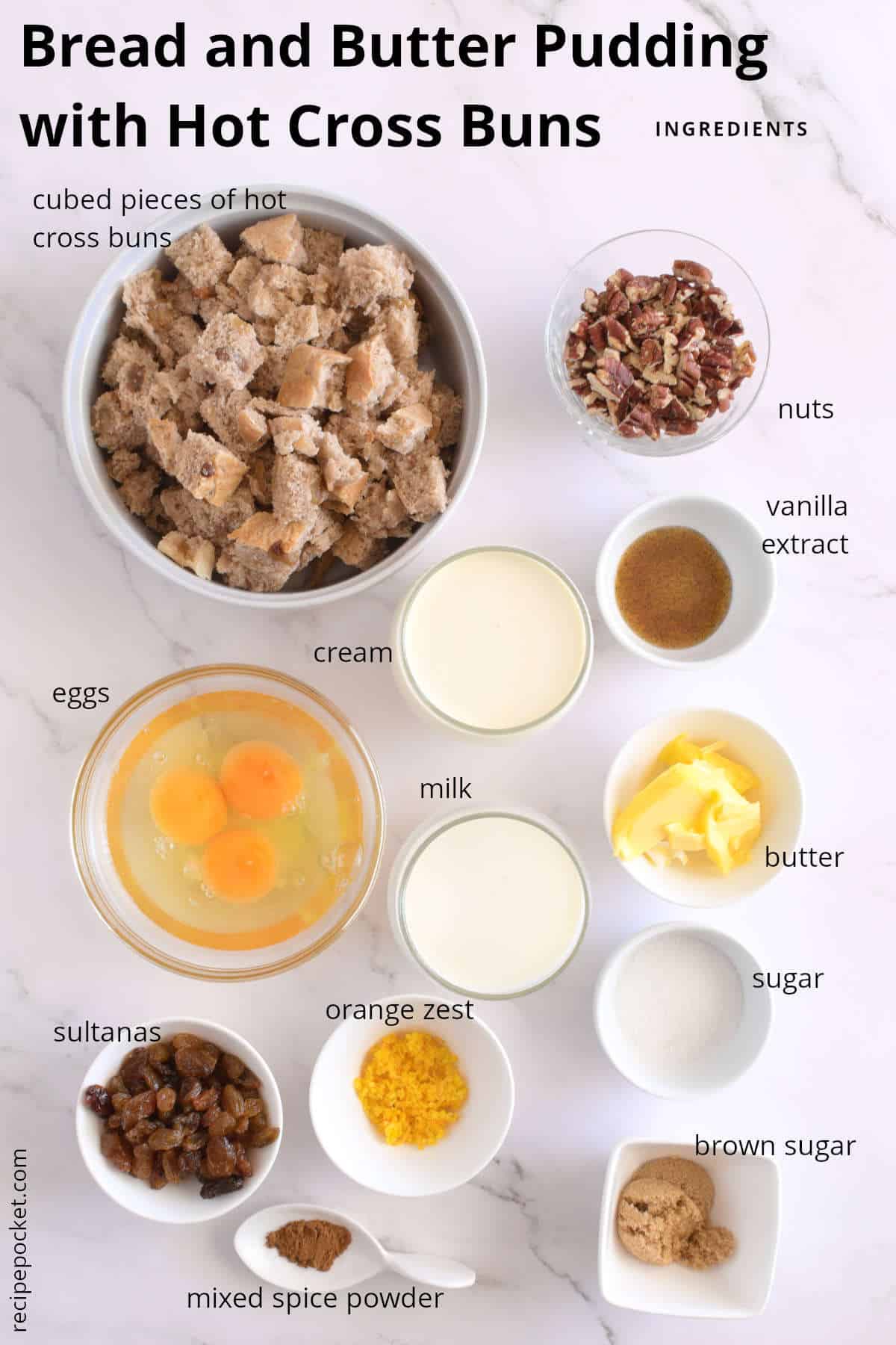 Ingredient image for bread and butter pudding.