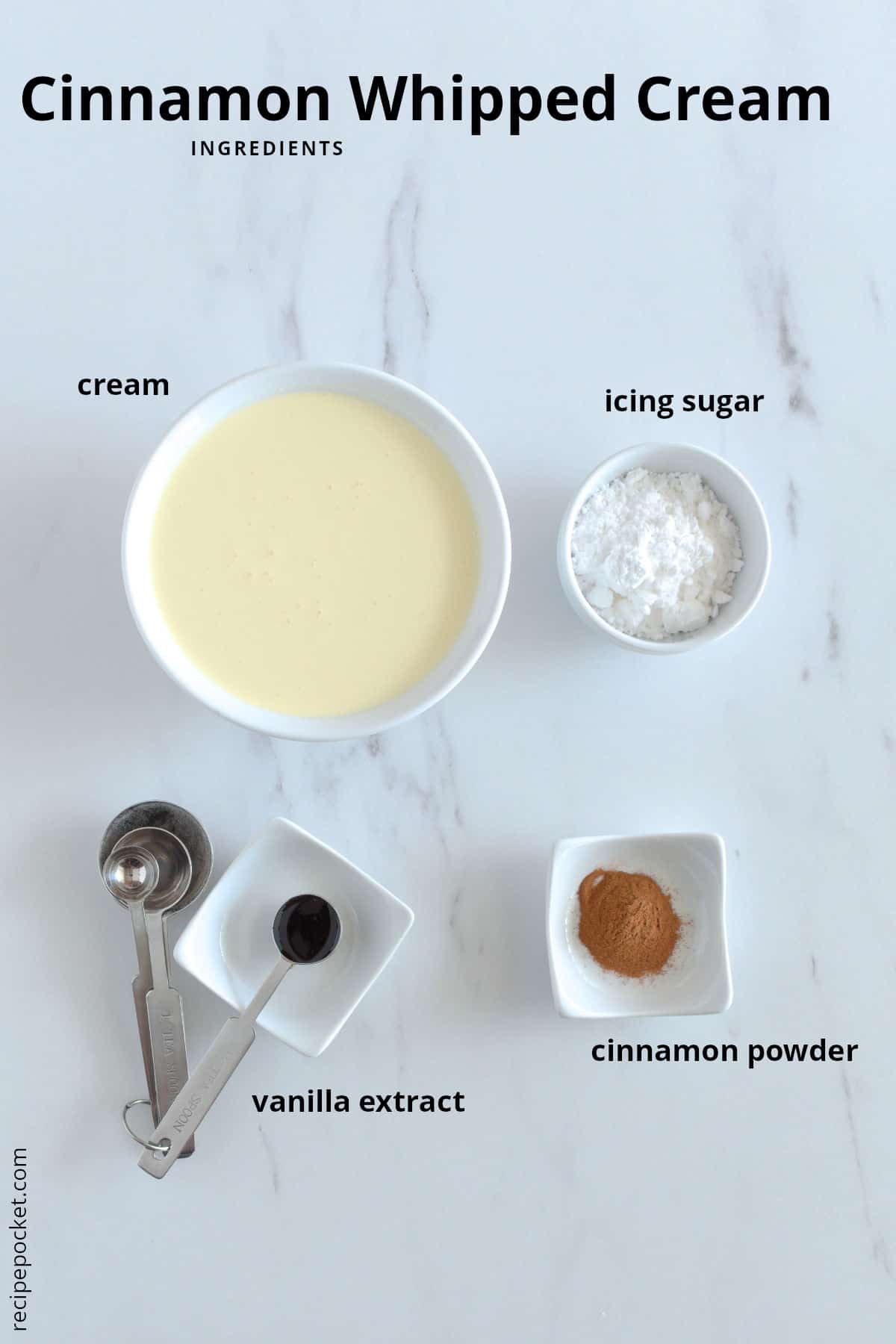 Ingredients needed to make cinnamon cream.
