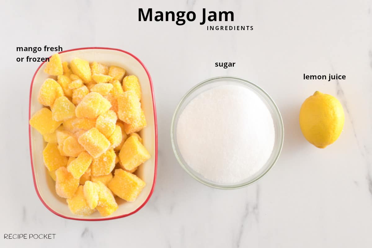 Ingredients image for mango jam.